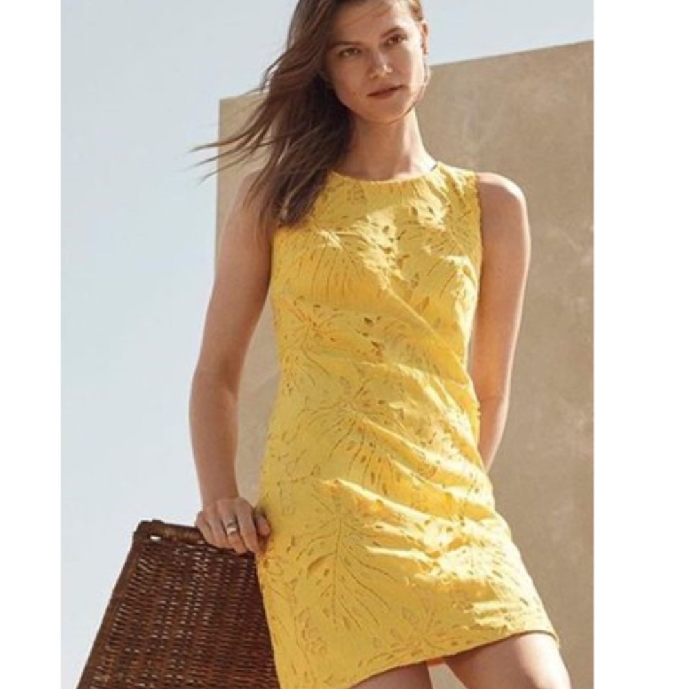 Yellow Lace Shift Dress